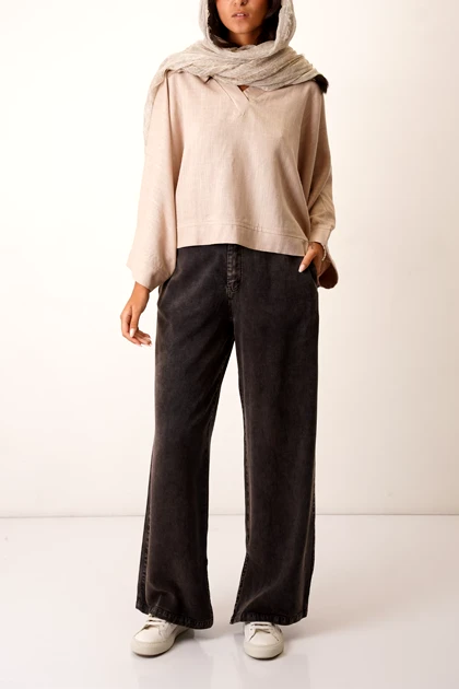 شلوار بغل چاک‌دار کتان زنانه