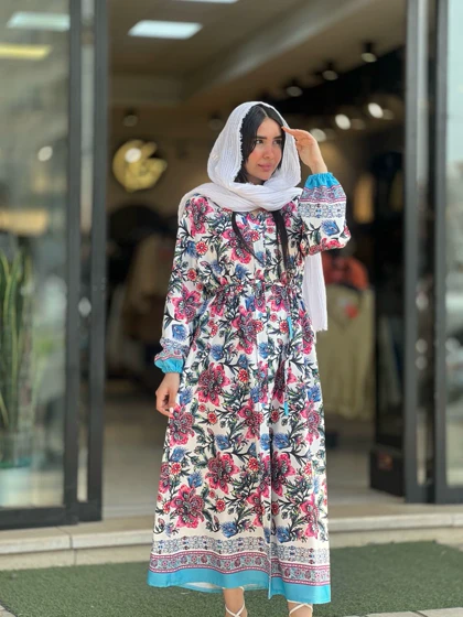 پیراهن بلند طرح دار کد 859