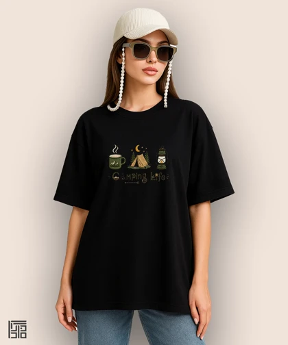 تیشرت لش مردانه و زنانه طرح زندگی کمپینگ Camping Life