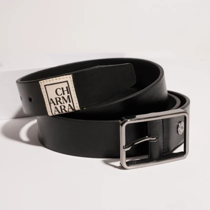 کمربند چرم مردانه مشکی مدل belfort-II