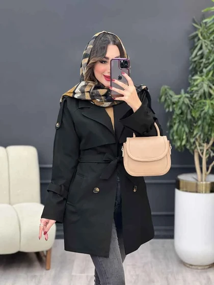 بارانی چهاردکمه برش هلالی