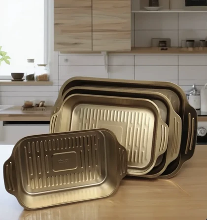 تابه گریه دسته دار استیل طلایی