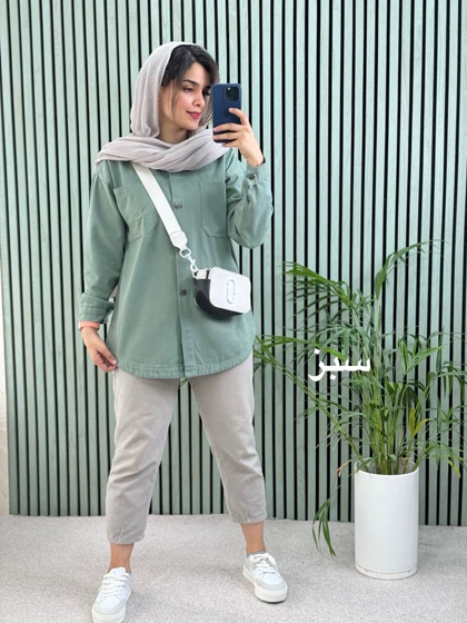 مانتو جین رنگی نیلای