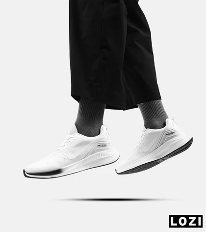 کفش کتانی مردانه و زنانه سفید مشکی Nike air zoom مدل 4543