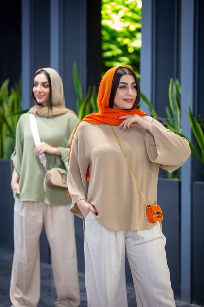 مانتو کنفی کراش یقه گرد