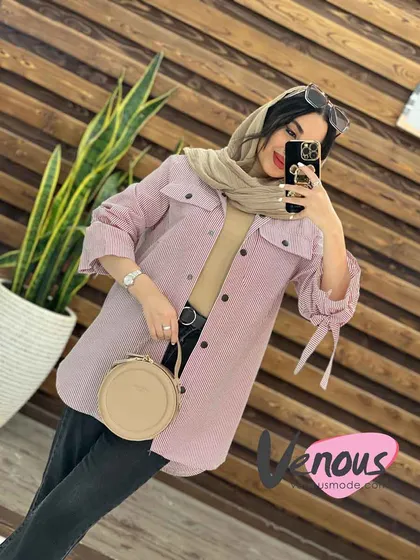 مانتو راه راه آستین کش