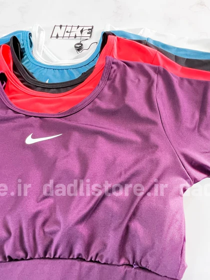 کراپ تاپ وزرشی آستین کوتاه پشت‌باز بندی نایکی Nike
