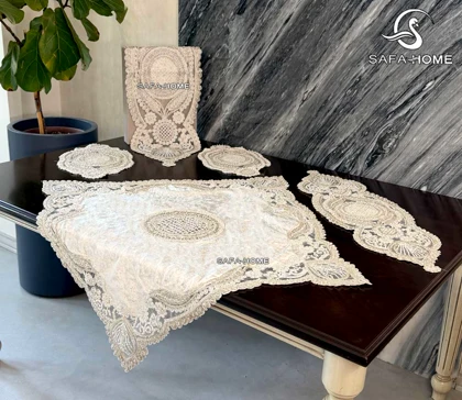 ست رومیزی پاشا 5 تکه منجوق طرح ماهین