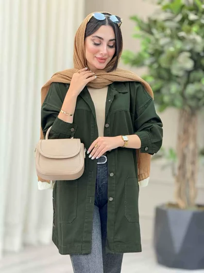 مانتو کتان بغل سه دکمه جیب پایین