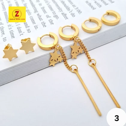 پک گوشواره 3 تایی استیل