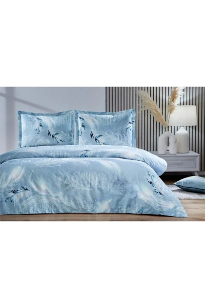 سرویس روتختی کینگ سایز Özdilek مدل Silver Snow پنبه‌ای - آبی