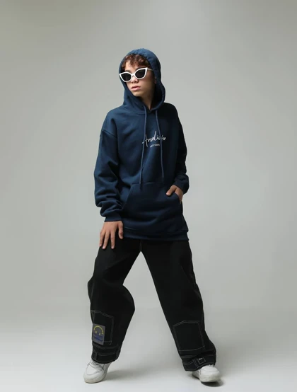 هودی تک داخل کرکی اسپرت رنگ سورمه ای کد 343