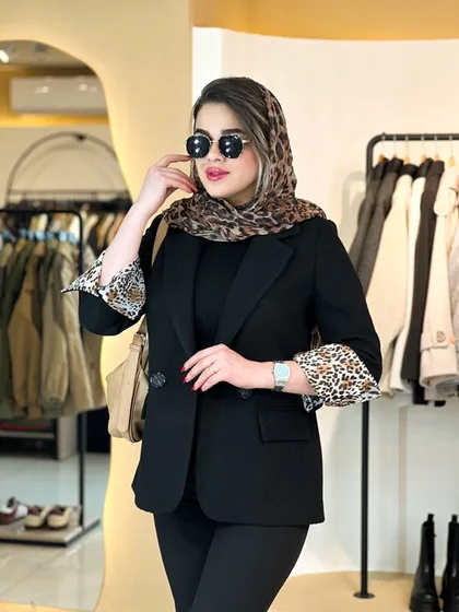 کت فوتر آستین پلنگی مشکی 120208