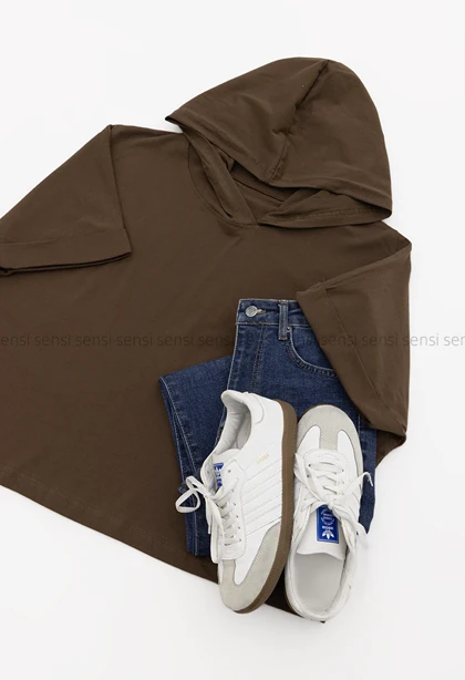 تیشرت باکسی کلاه دار رنگی کد1006034