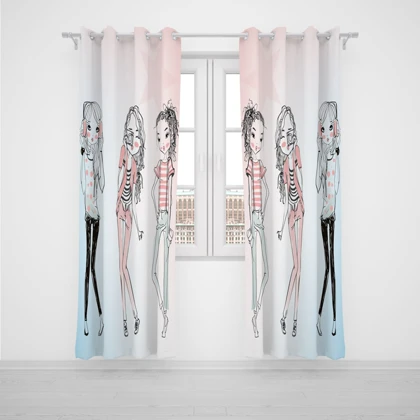 پرده پانچی اتاق کودک برند مینوریا کیدز طرح دخترانه کد p-304