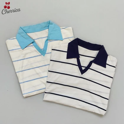 کراپ باکسی راه راه یقه دار