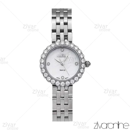 ساعت الکسا اسپشیال زنانه نقره ای دور نگین 106128