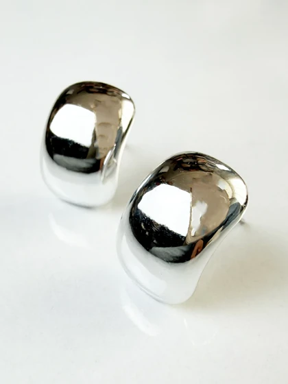 گوشواره آبکاری نقره ای منحنی