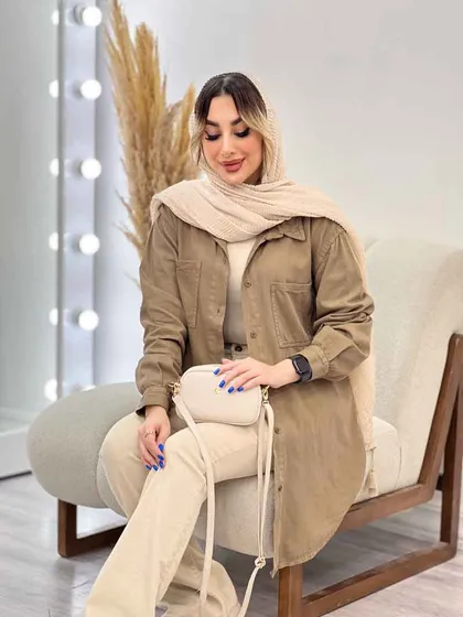 مانتو کتان دو جیب پرند