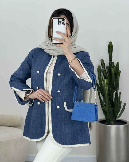کت نوار دوزی آستین چاک‌دار(5)کد3450