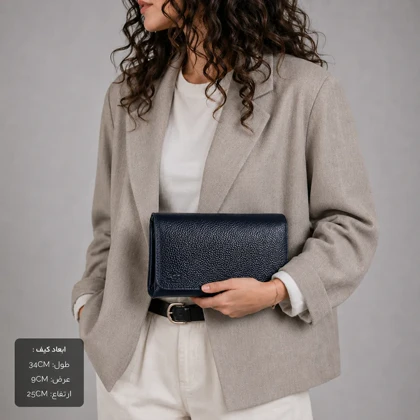 کیف چرم سورمه‌ای زنانه 602