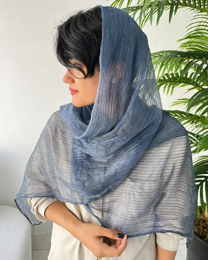 شال ابریشم حریر میله ای وارداتی 4474