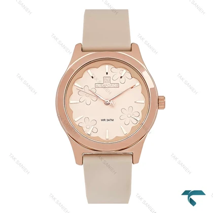 ساعت زنانه طرح گل نیوی فورس NF5051 کرم رنگ NaviForce-7716-L