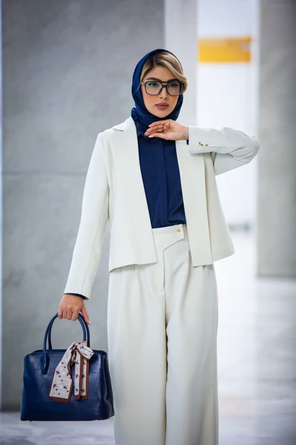 مانتو شلوار یقه e شالدار