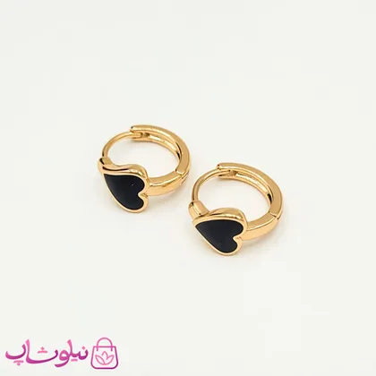 گوشواره حلقه‌ای ژوپینگ مدل قلب مشکی