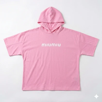 تیشرت باکسی کلاه دار مدل miu miu فری سایز کد 295584