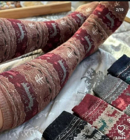 جوراب زیرزانو پشمی طرح گوزن