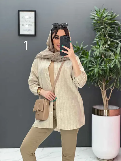 مانتو پیراهنی طرح دار لینن