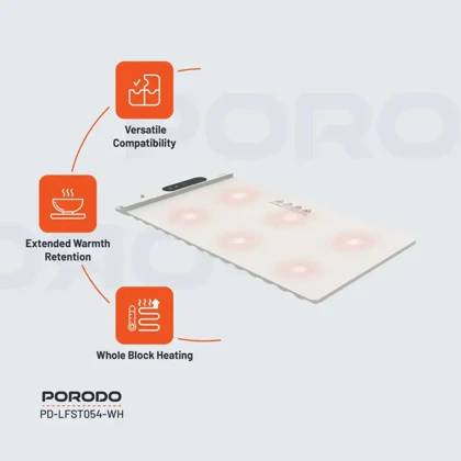پد گرم کننده غذا برقی پورودو Porodo مدل PDLFST054WH با 3 سطح تنظیم دما