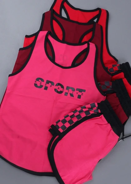 ست تاپ و شلوارک ورزشی زنانه مدل wcs072