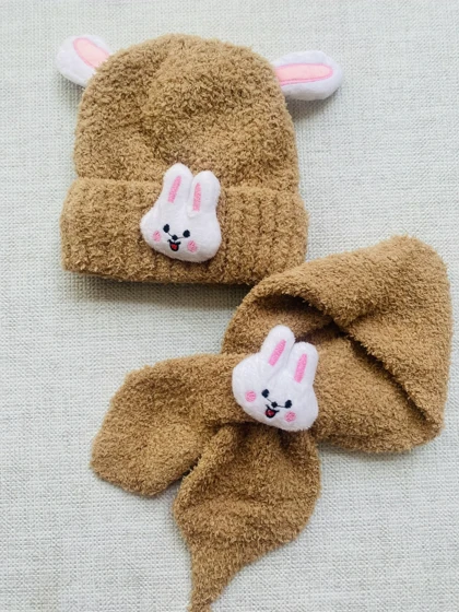 ست کلاه و شال گردن کراواتی خرگوشی