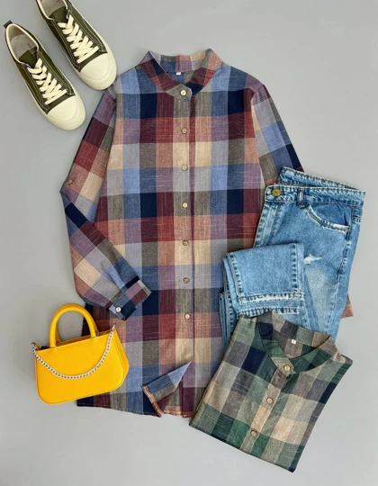 مانتو چهارخونه نخ کد 2854