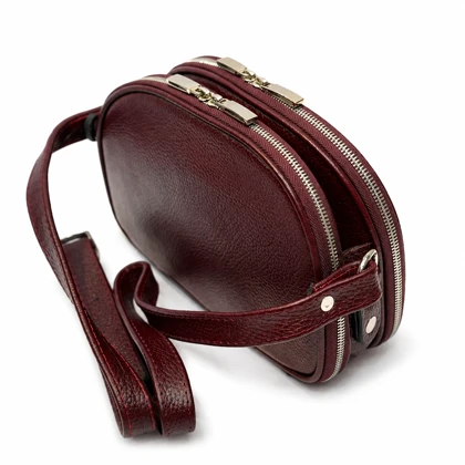 کیف چرم طبیعی دخترانه دو زیپ