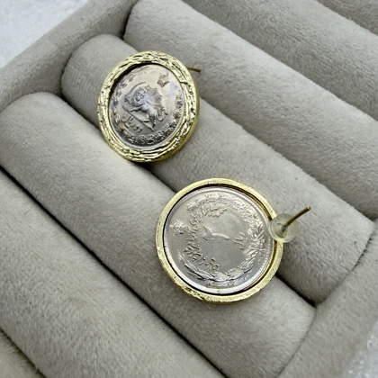 گوشواره طرح سکه دو ریالی قدیمی