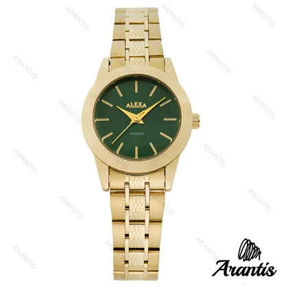 ساعت الکسا A0098 زنانه طلایی صفحه سبز w-10082