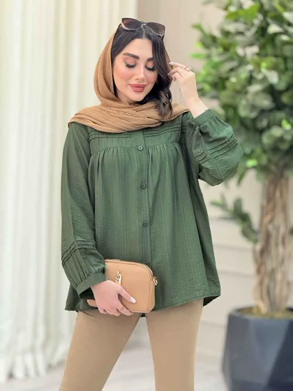شومیز جلو چین دوخت دار