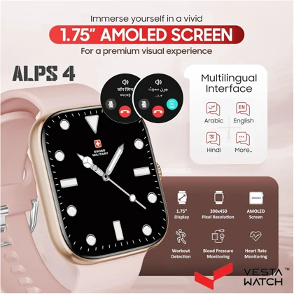 ساعت مچی هوشمند سوئیس میلیتاری SWISS MILITARY مدل SM-WCH-ALPS4-RGLDF-PNKSS