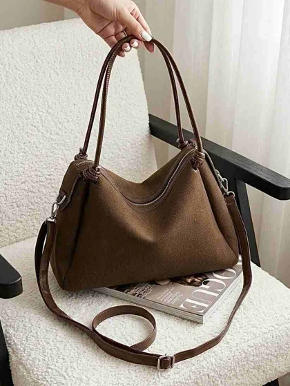 کیف بند قیطونی جیر رنگ قهوه ای