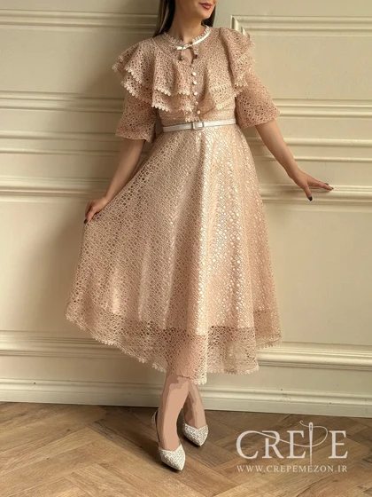 پیراهن تمام دانتل کمربنددار