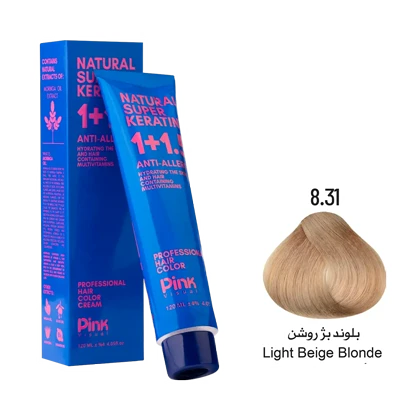 رنگ مو پینک ویژوآل شماره 8.31 رنگ بلوند بژ روشن حجم 120 میلی لیتر