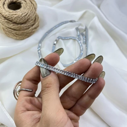 نیم ست زنانه مدل لوسیا طرح تنیسی نگین‌دار