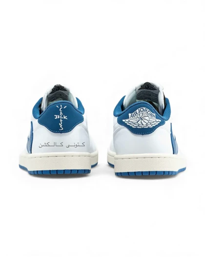 کتانی ویتنامی نایک ایر جردن وان لو تراویس اسکات فراگمنت سفید آبی Nike Air Jordan 1 Low Travis Scott x Fragment
