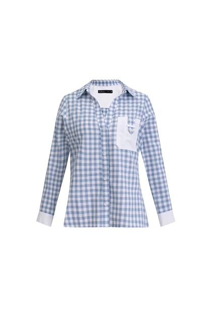 شومیز لینن ترکیبی - 3166