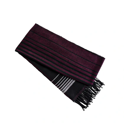 شال گردن زرشکی طرح راه راه