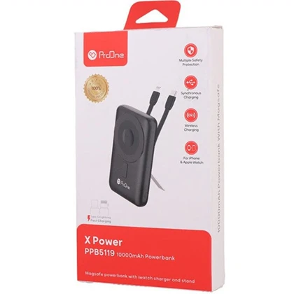 پاور بانک 10000 وایرلس پرووان ProOne مدل PPB5119 و شارژر اپل واچ