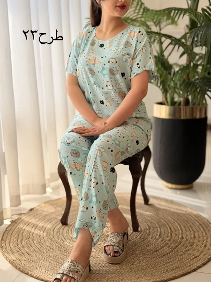ست تیشرت شلوار تمام نخ کد2623